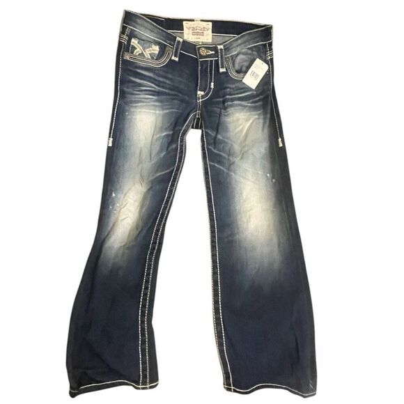Big Star by Buckle Liv Distressed Straight Faded Low Rise Western  Studded Back - Picture 1 of 10